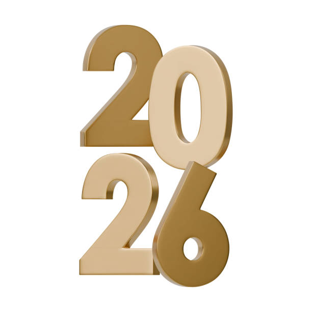 istock A composition with 3D elegant and modern gold numbers 2026. The golden hue perfect for New Year greeting cards, advertisements, or event decorations. Vector illustration isolated on white background 2187422189