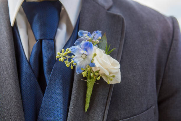 istock Groom's Boutonniere Close-Up on Wedding Jacket  No Face Visible 2187426154