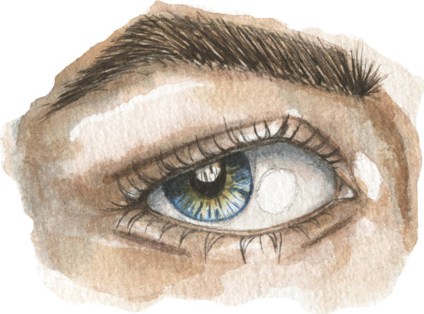 istock Watercolor hand drawn blue eye illustration, graphic portrait 2187426871