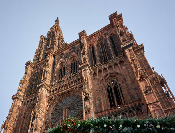 Famous Strasbourg Cathedral in romanesque and gothic architecture style.Tourist all over the word are visiting this architectural beauty.