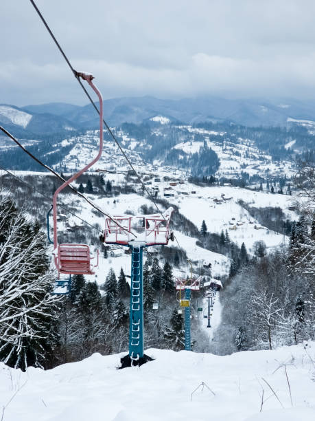 istock Old single chairlift up the mountain 2187437375