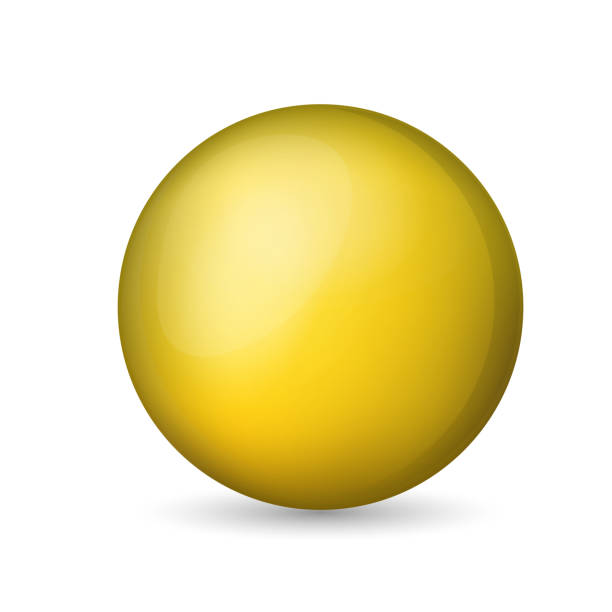 istock Glass yellow ball or precious pearl. Glossy realistic ball, 3D abstract vector illustration highlighted on a white background. Big metal bubble with shadow 2187437773