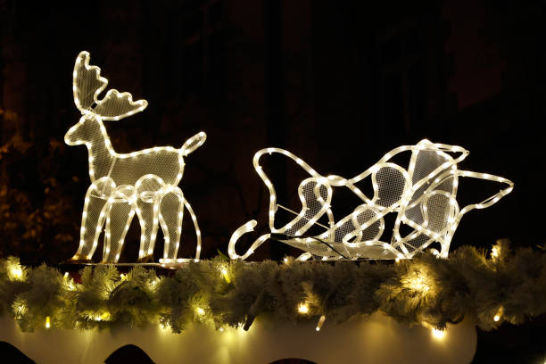 illuminated reindeer and sleigh decoration