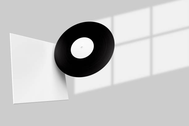 istock Vinyl Disk Record and Cover mockup template with Transparent plastic wrap texture. Template realistic retro design for entertainment advertising, music studio branding. 3D rendering 2187447266