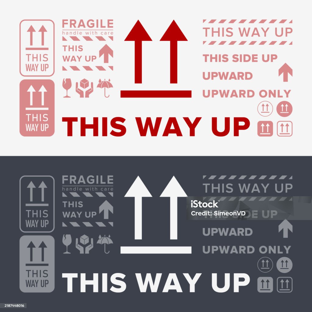 Proper Direction Sign This Way Up Correct Orientation Indicator Packaging Symbol Sign And ...
