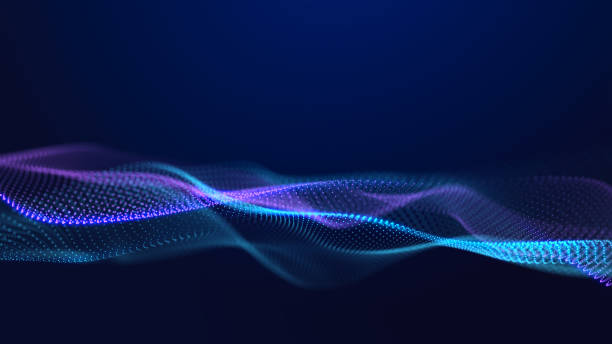 istock Futuristic wave of musical particles. Stream of running data. 3D rendering 2187450202