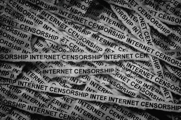 istock Strips of newspaper with the words Internet Censorship typed on them. 2187452469