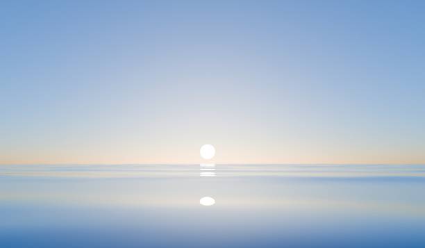 istock Sunset, Sea, Ocean, Sunlight Hitting Water Surface, Background, 3D Illustration 2187453601