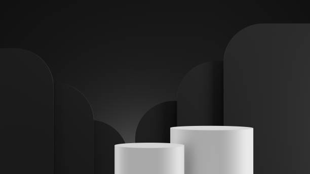 istock A clean, minimalist product display featuring cylindrical podiums in various heights and hues, set against an abstract backdrop. Ideal for showcasing products in a contemporary setting. 3D rendering. 2187454163