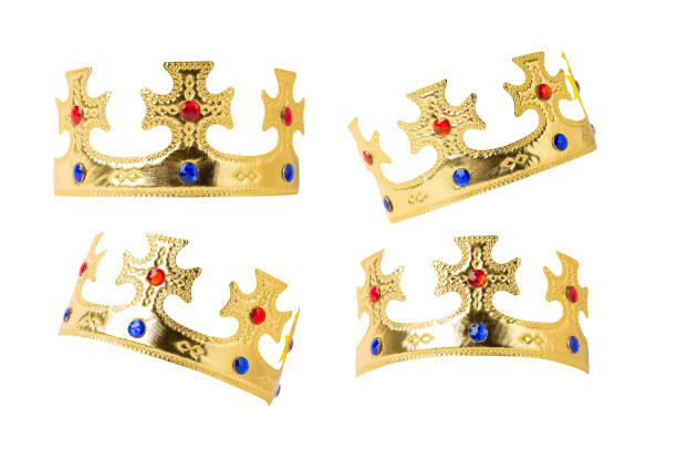 istock Set of Realistic Golden Crown isolated on white background with clipping path 2187455411