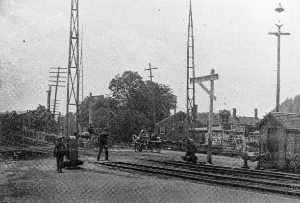istock Antique image of Franklin County, Massachusetts: Railroad Crossing 2187461922