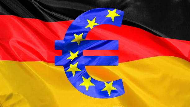 istock the euro symbol on the German national flag 2187467152