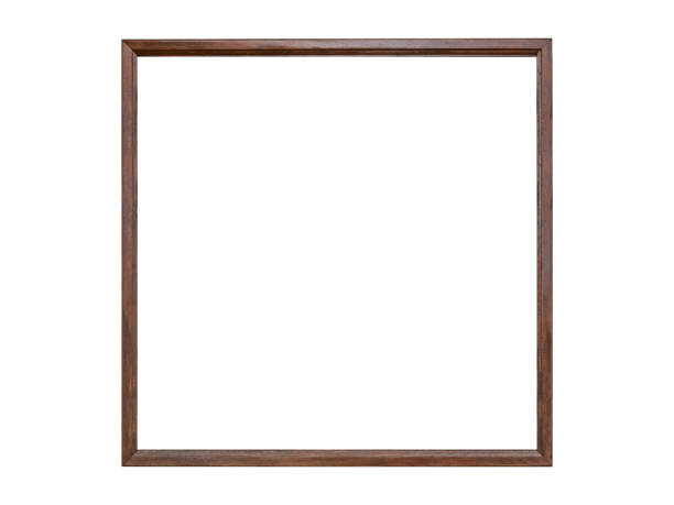 istock Dark brown wooden square 1 to 1 aspect ratio frame isolated. 2187468062