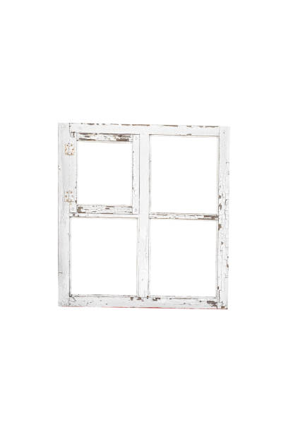 istock White old wooden square window with two sashes isolated 2187468104