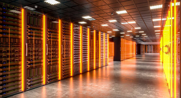 istock Symbolizing the power of technology and data storage: server racks in a modern data center glowing with orange lights 2187470060