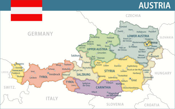Austria Map Vector New 2024 Colorful Layered Political Map Austria Map Vector New 2024 Colorful Layered Political Map Of Austria With 