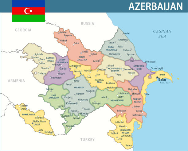 Azerbaijan Map Vector New 2024 Colorful Layered Political Azerbaijan Map Vector New 2024 Colorful Layered Political Map Of Azerbaijan 