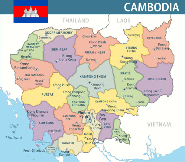 Cambodia Map Vector New 2024 Colorful Layered Political Cambodia Map Vector New 2024 Colorful Layered Political Map Of Cambodia With 