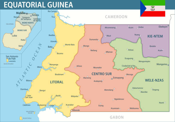Equatorial Guinea Map Vector New 2024 Colorful Layered Equatorial Guinea Map Vector New 2024 Colorful Layered Political Map Of 