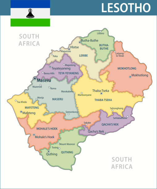 Lesotho Map Vector New 2024 Colorful Layered Political Map Lesotho Map Vector New 2024 Colorful Layered Political Map Of Lesotho With 