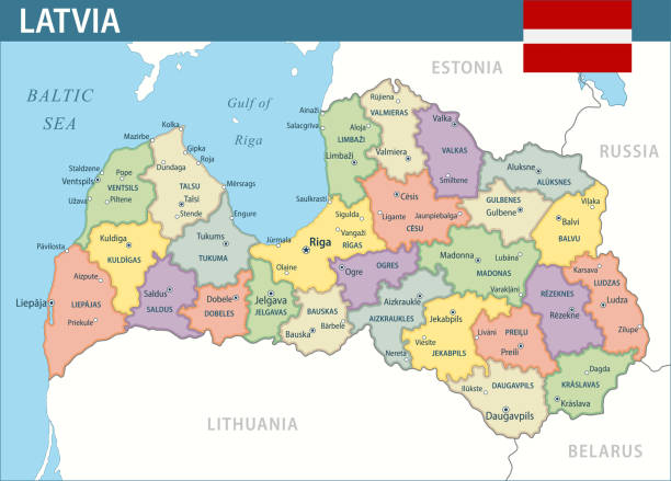 Latvia Map Vector New 2024 Colorful Layered Political Map Latvia Map Vector New 2024 Colorful Layered Political Map Of Latvia With 