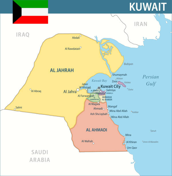 Kuwait Map Vector New 2024 Colorful Layered Political Map Kuwait Map Vector New 2024 Colorful Layered Political Map Of Kuwait With 