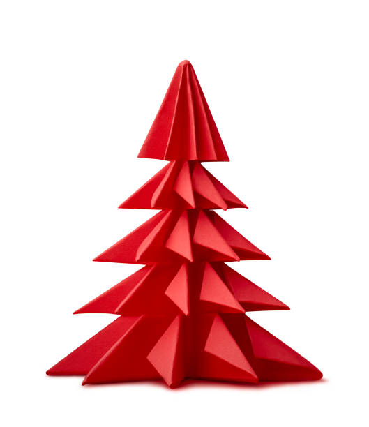 istock red origami christmas tree isolated white 2187472001