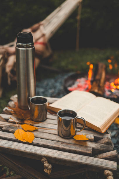 istock Book, thermos and fire, cozy autumn 2187472236