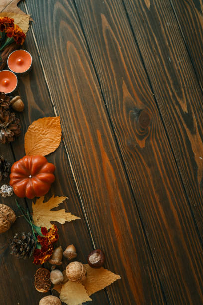 istock Autumn flat lay composition of leaves and decor, copy space 2187472672
