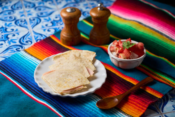 istock Authentic mexican breakfast sincronizada, tortilla with cheese and ham 2187472812