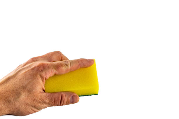 istock Colorful sponges for washing dishes on a white background 2187473698