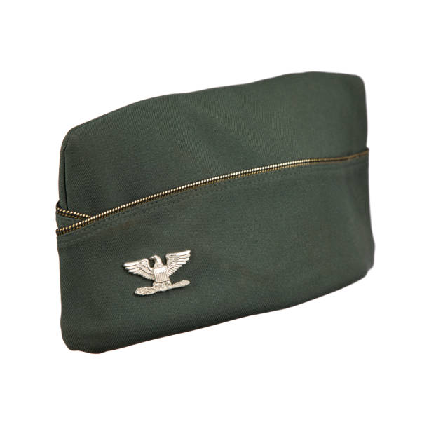 istock Army Green Uniform Garrison Cap with Colonel Insignia on white background 2187476102