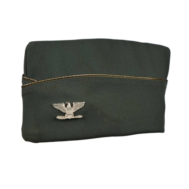istock Army Green Uniform Garrison Cap with Colonel Insignia isolated on white 2187476103