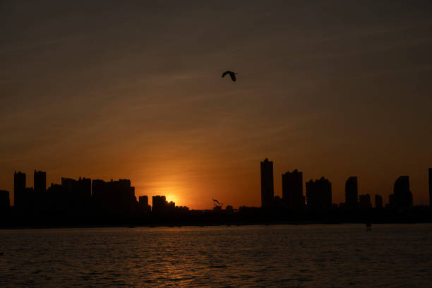 Sunset in the lakeside city