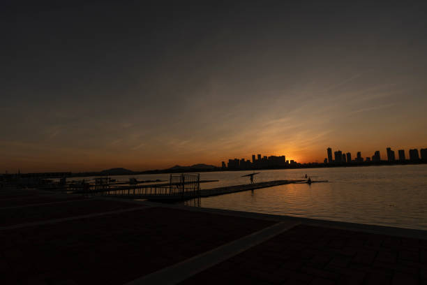 Sunset in the lakeside city