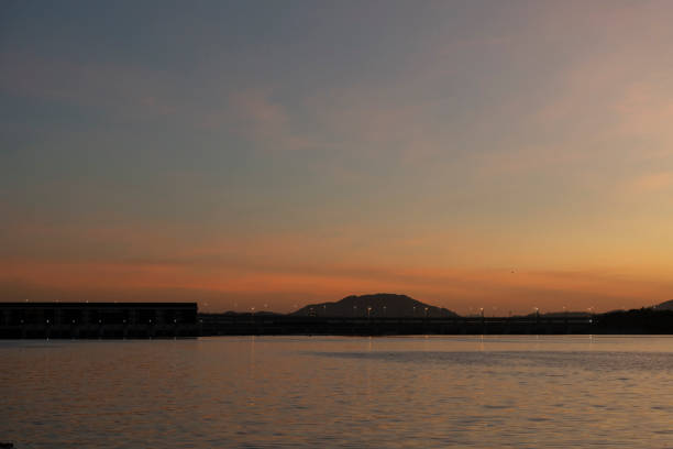 Sunset in the lakeside city