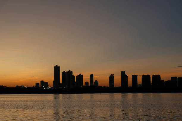 Sunset in the lakeside city