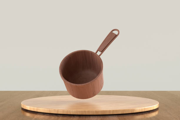 istock A wooden pot is shown upside down on a wooden table 2187478519