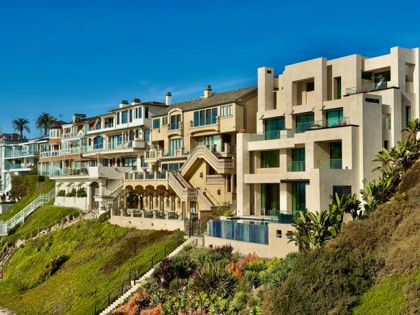 Southern California coastline beach houses over looking the Pacific Ocean