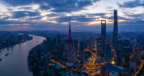 istock Panoramic Aerial view of shanghai at sunrise 2187482295