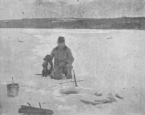 istock Antique image of Franklin County, Massachusetts: Winter fishing, Lock's Pond 2187482964
