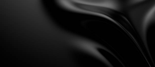 istock 3d soft black waves background. Dark silk crumples. Elegant minimalistic satin ripples backdrop. 3d render illustration 2187484740