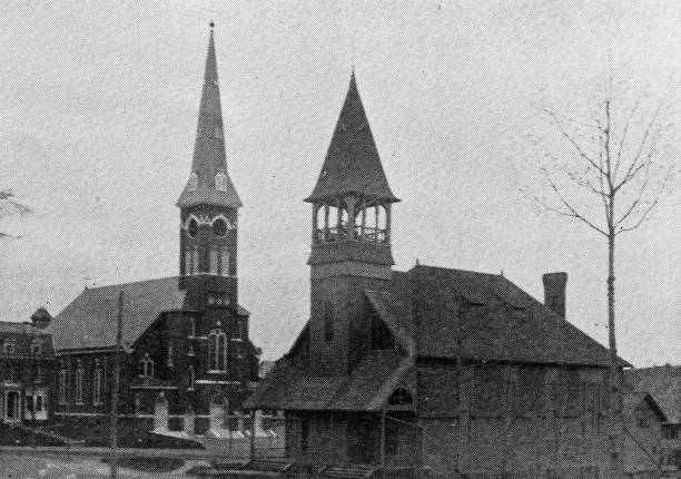 istock Antique image of Franklin County, Massachusetts: Methodist and Catholic Churches 2187485971