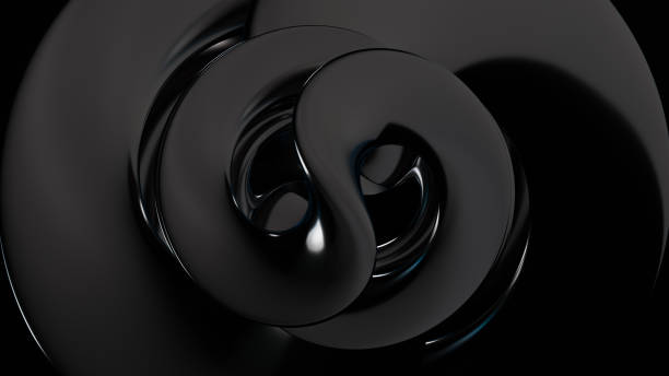 Abstract spiral shape in black, creating a sense of movement and depth