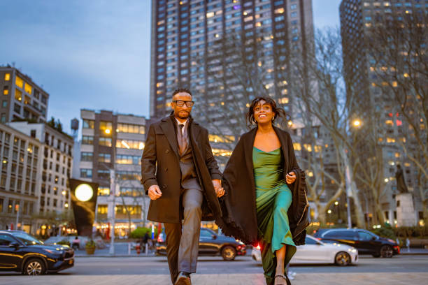 istock Elegantly Dressed Couple Heading to Evening Opera in Manhattan 2187503782