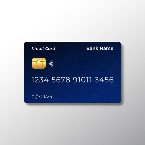 istock dark blue Credit debit card mockup in flat style decoration 2187515078