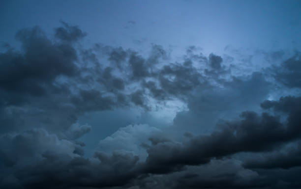 istock Cloud storm sky dark halloween background rain lightning thunder stoumy typhoon Nature light scene rainy atmosphere damage effect carbon dioxide dust air pollution 2.5 Pm, texture nature windstorm. 2187521572