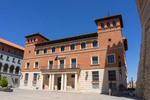 istock Public library building with a clear blue sky in Teruel, Spain 2187525363