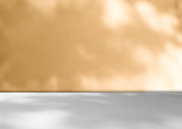 istock Beige background studio room abstract shadow on wall floor blur cement, podium minimal cosmetic presentation, cement empty backdrop platform stage table loft scene mockup podium plant. 2187525430
