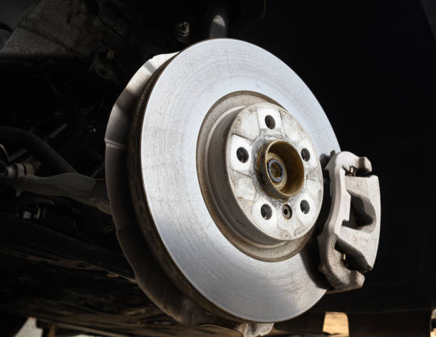 Low Angle View of Clean Car Disc Brake Rotor